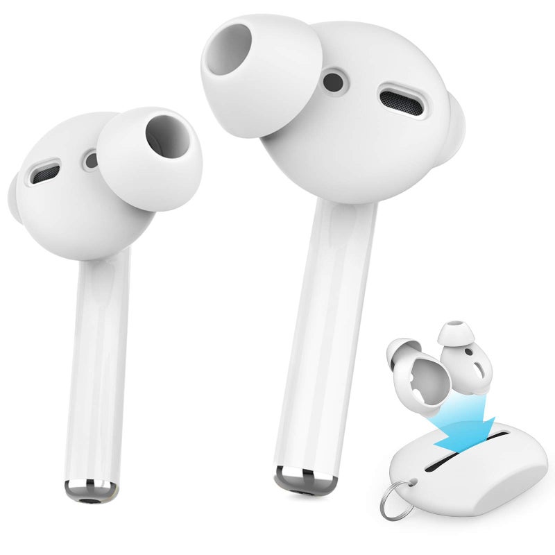 AhaStyle 3 Pairs AirPods Ear Tips Silicone Earbuds Cover [Not Fit in The Charging Case] Compatible with Apple AirPods (3 Pairs Small, White) - Image 1